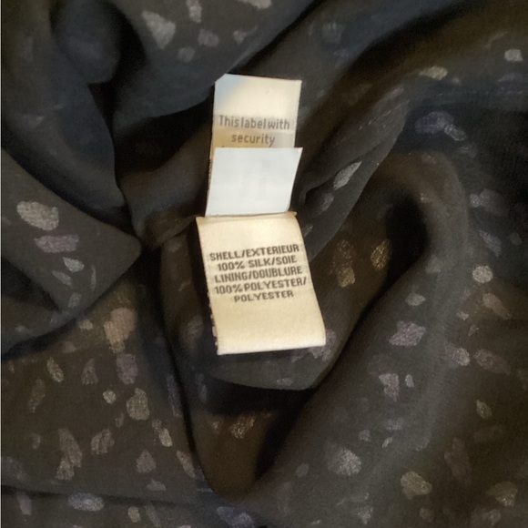 DVF Diane Von Furstenberg Silk Black Speckled Top Size Small - Picture 5 of 8